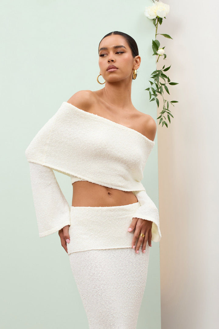 Juline - Ensemble coordonné bouclé avec détail Bardot