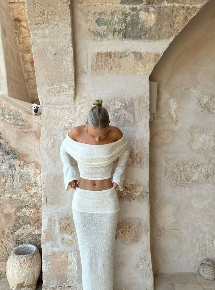 Juline - Ensemble coordonné bouclé avec détail Bardot