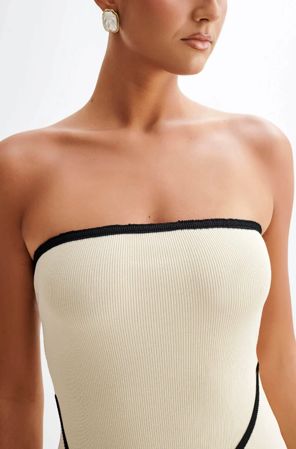 Oriane – Robe bustier en maille avec détail nœud