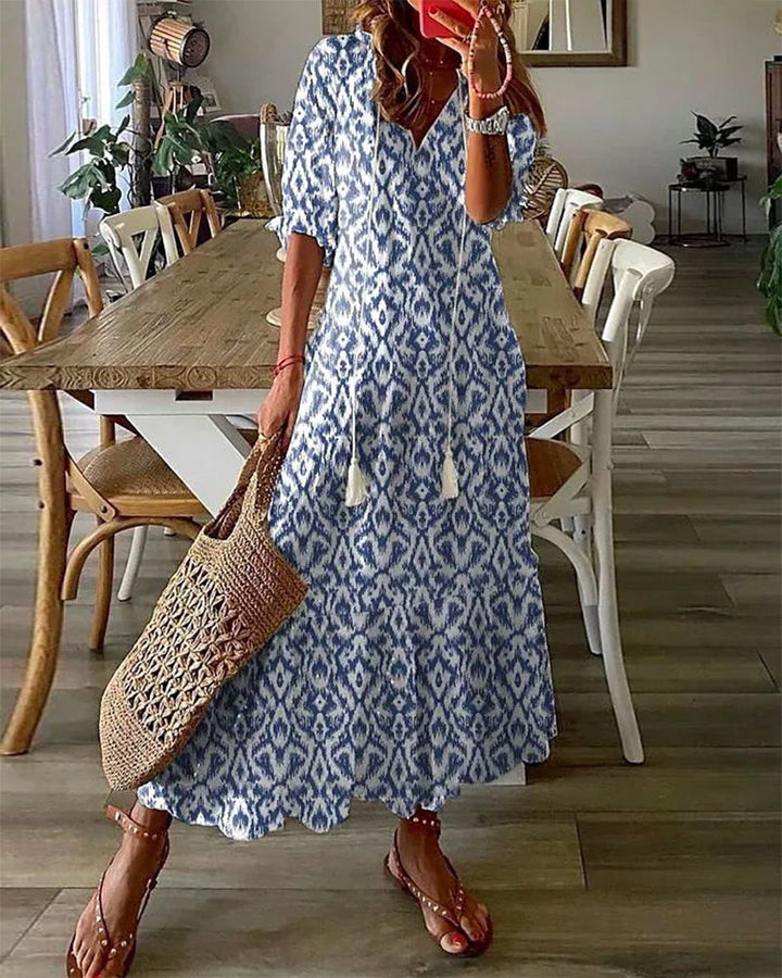 Elani – Losvallende midi-jurk met boho-details