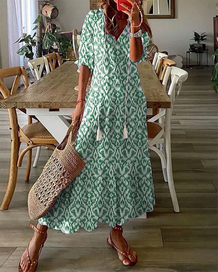 Elani – Losvallende midi-jurk met boho-details