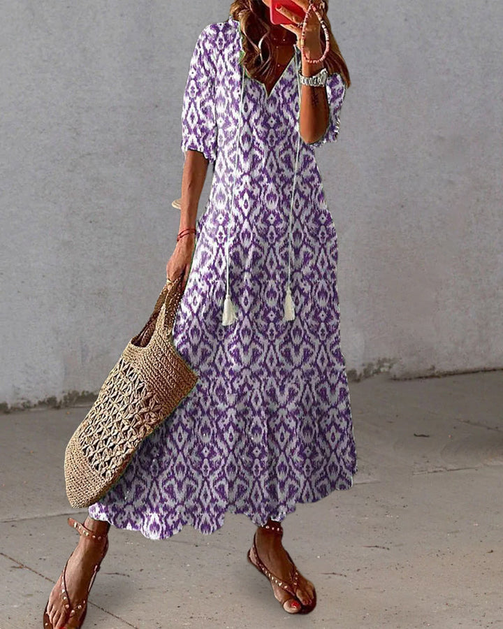 Elani – Losvallende midi-jurk met boho-details