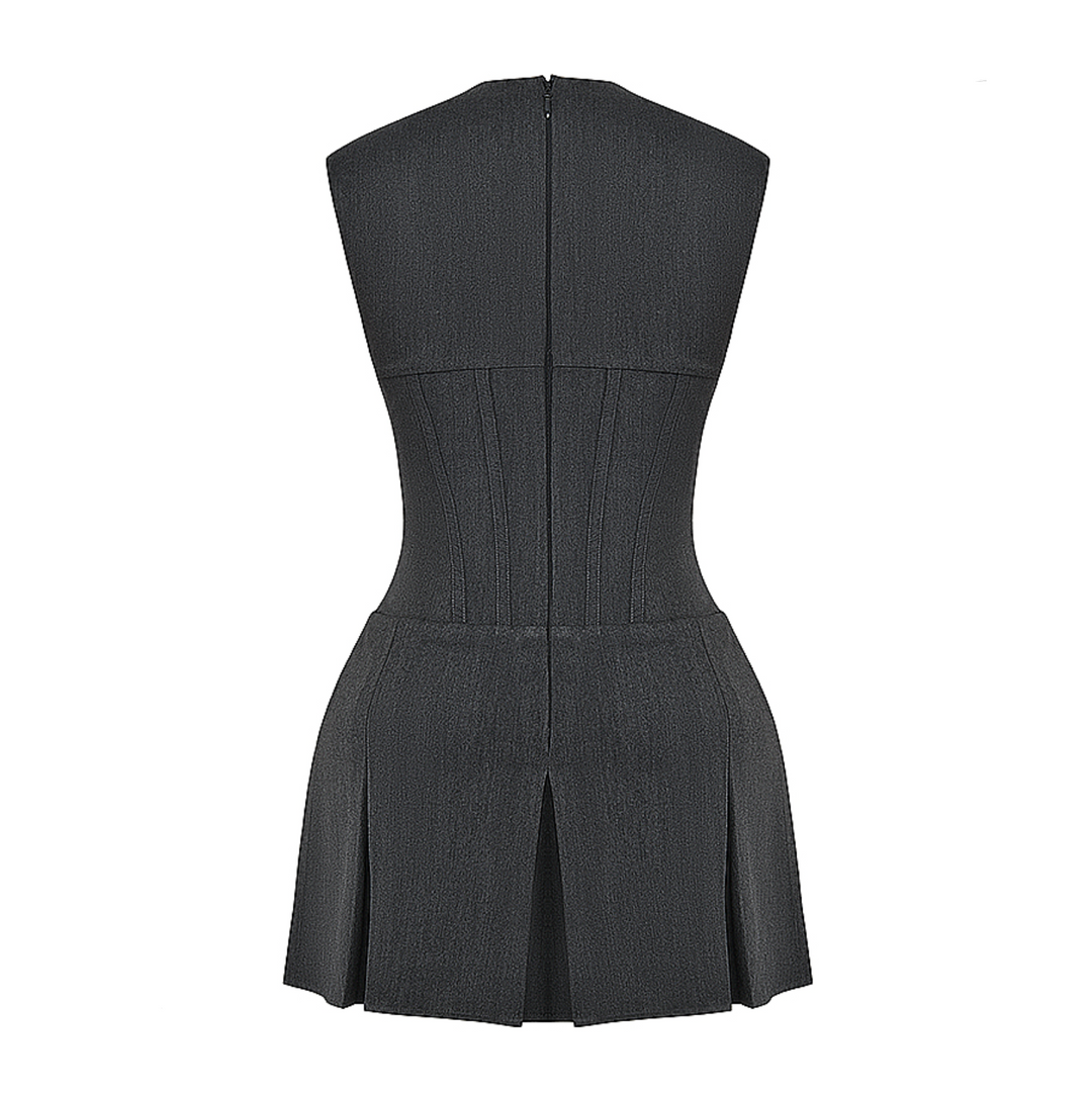 Sylvette – Corset Mini-jurk met Geplisseerde Rok