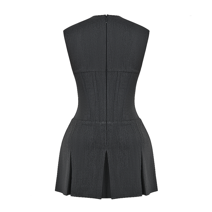 Sylvette – Corset Mini-jurk met Geplisseerde Rok