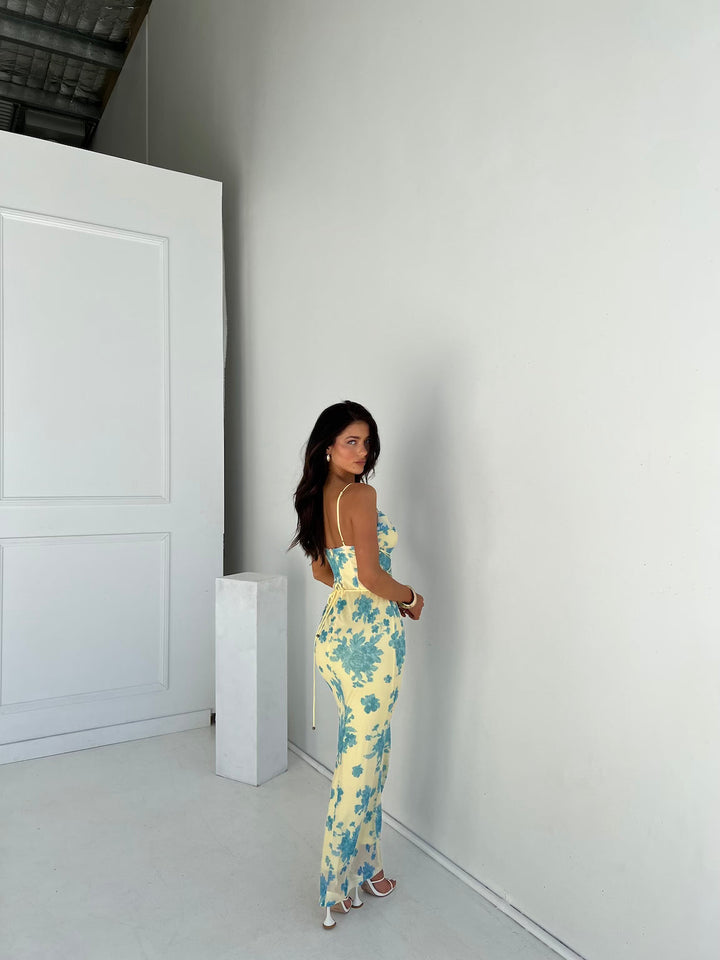 Florée – Bloemenprint maxi-jurk met strikdetails