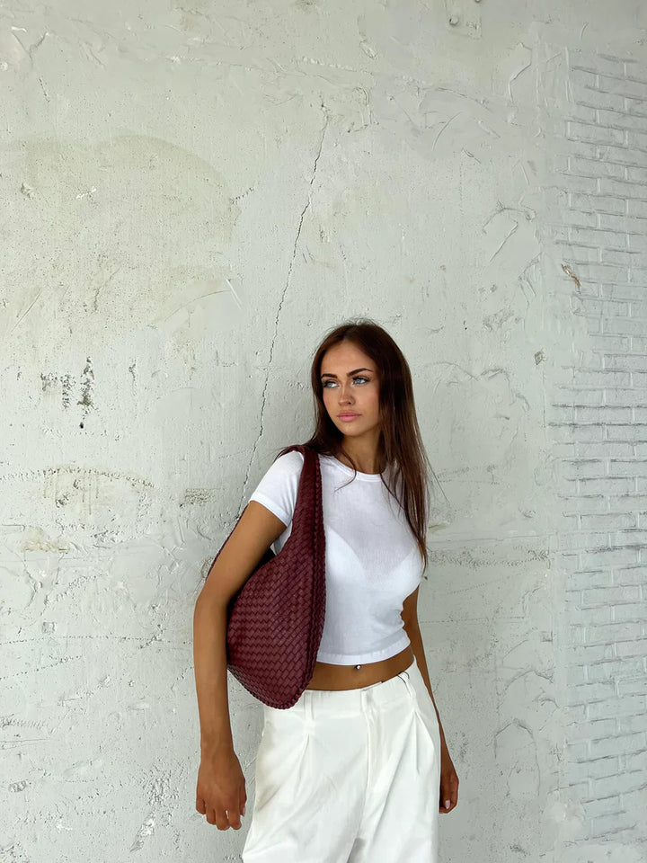 Solenya – Sac à main tissé en cuir vegan