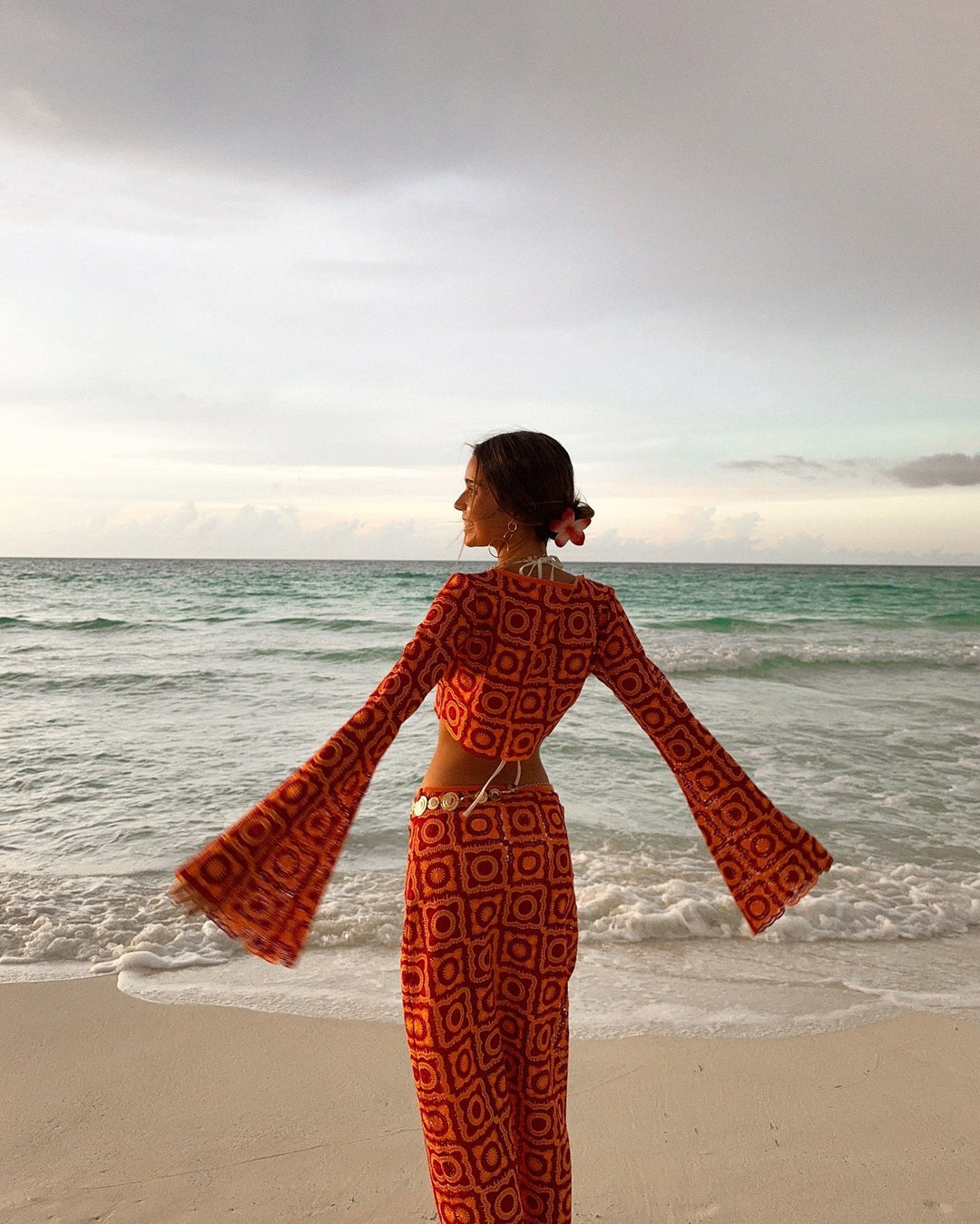 Elorine – Wikkelset met lange mouwen en maxi-rok