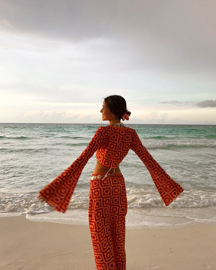 Elorine – Wikkelset met lange mouwen en maxi-rok