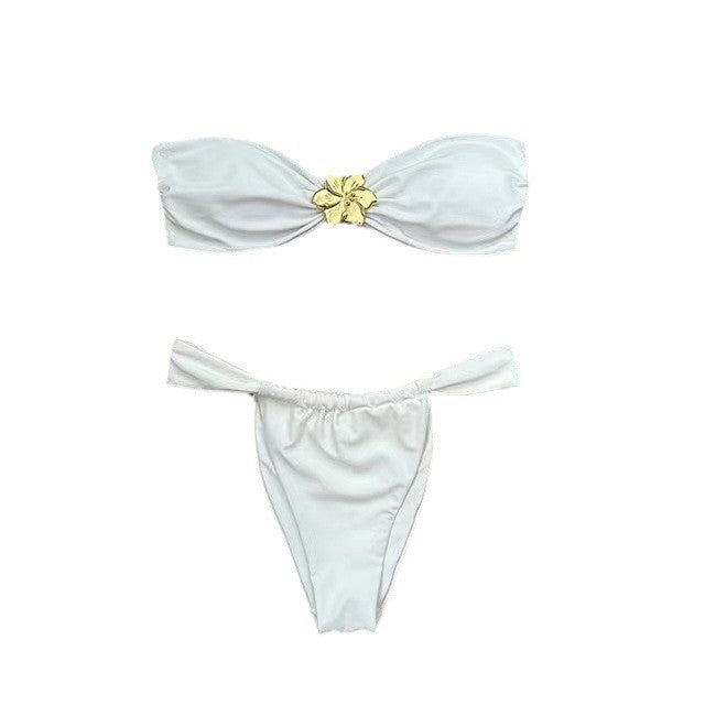 Émera – Bikini bandeau avec détail anneau doré