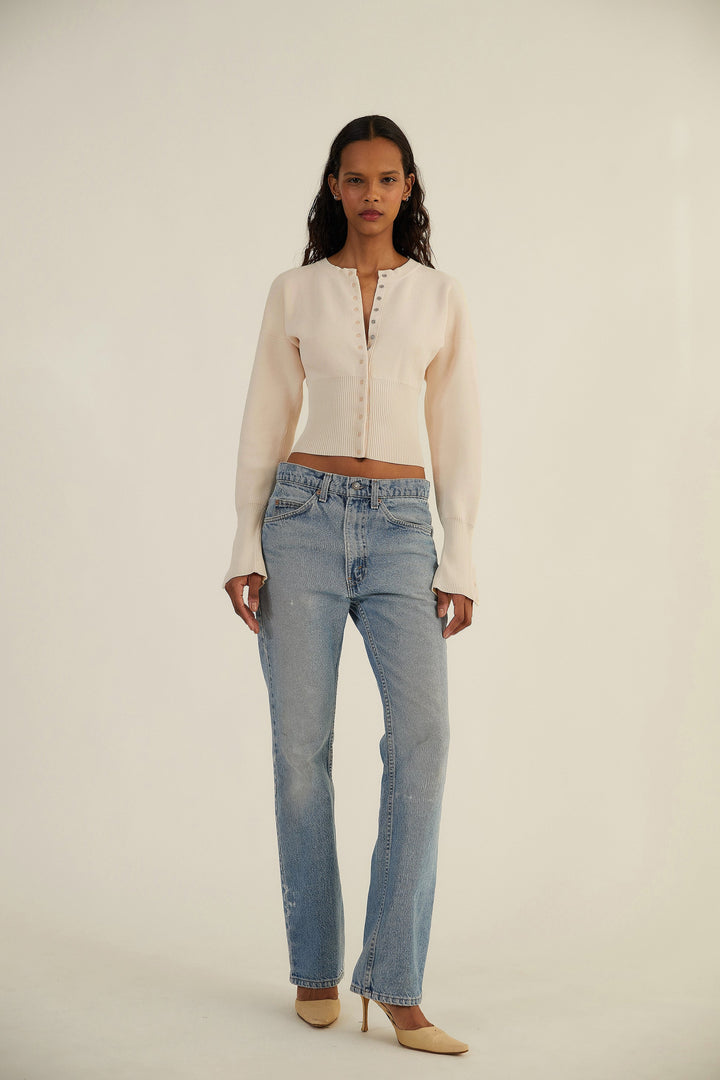Evalora – Cardigan en maille à manches volumineuses
