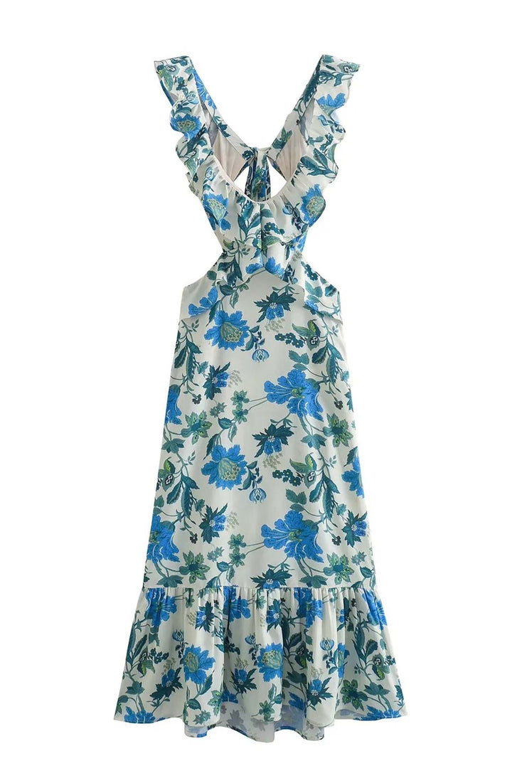 Amelora – Robe romantique à volants et imprimé floral