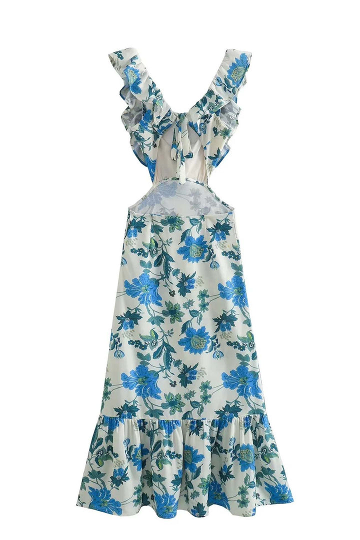 Amelora – Robe romantique à volants et imprimé floral