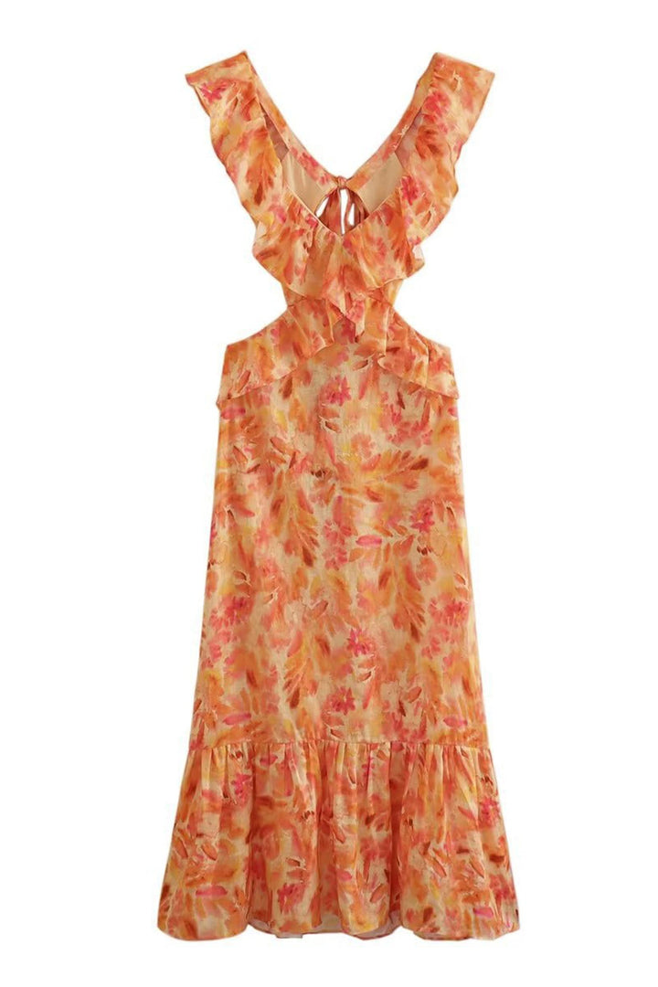 Amelora – Robe romantique à volants et imprimé floral