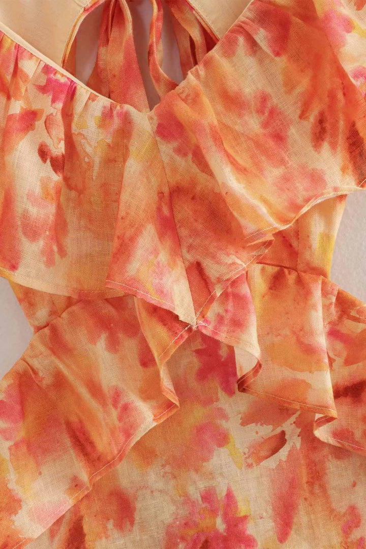 Amelora – Robe romantique à volants et imprimé floral