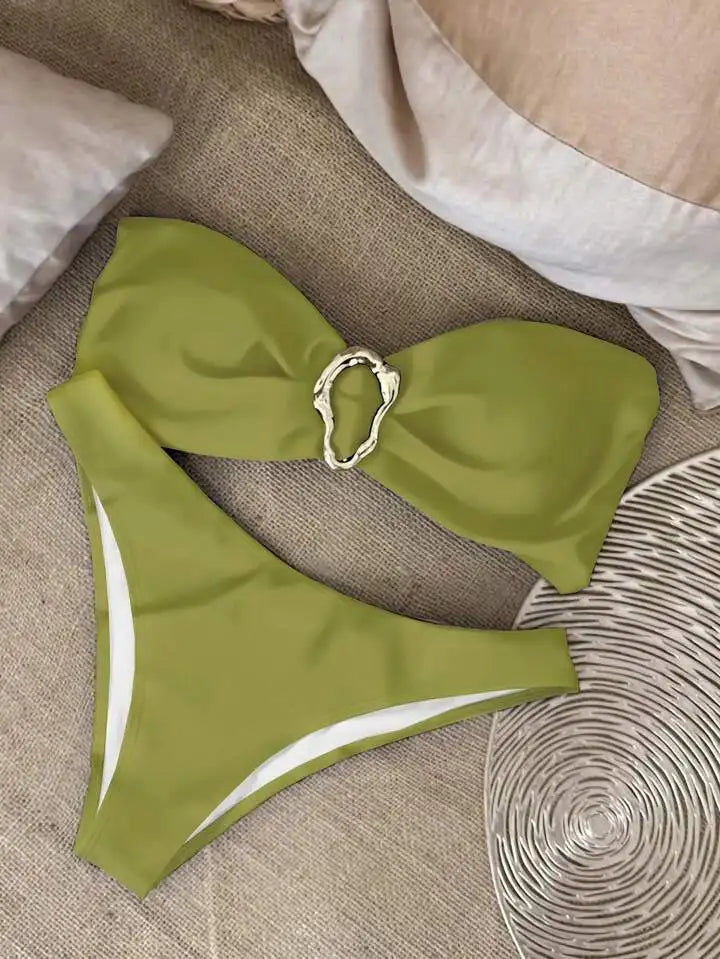 Inès – Bandeau bikini with gold detail
