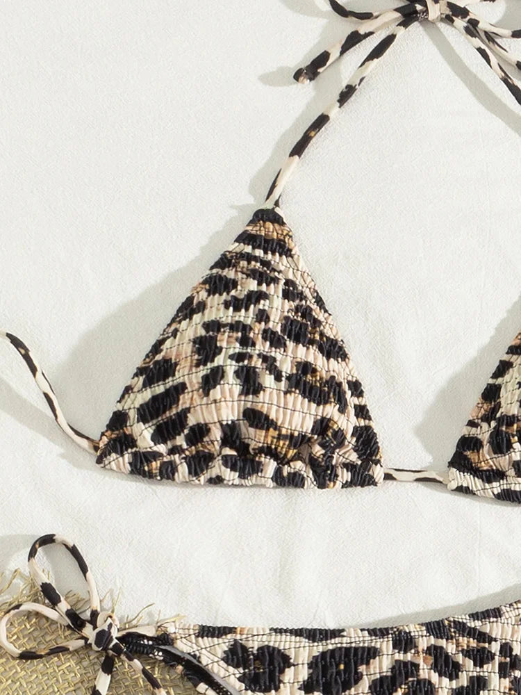 Nolita – Leopard Print Ruffle Halter Bikini