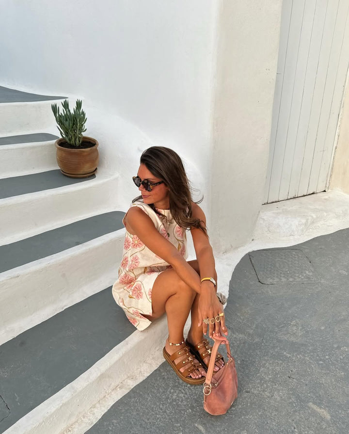 Lunara – Short sleeveless dress with summer print