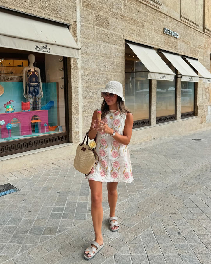 Lunara – Short sleeveless dress with summer print