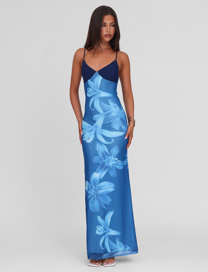 Meshira – Robe longue à imprimé orchidée
