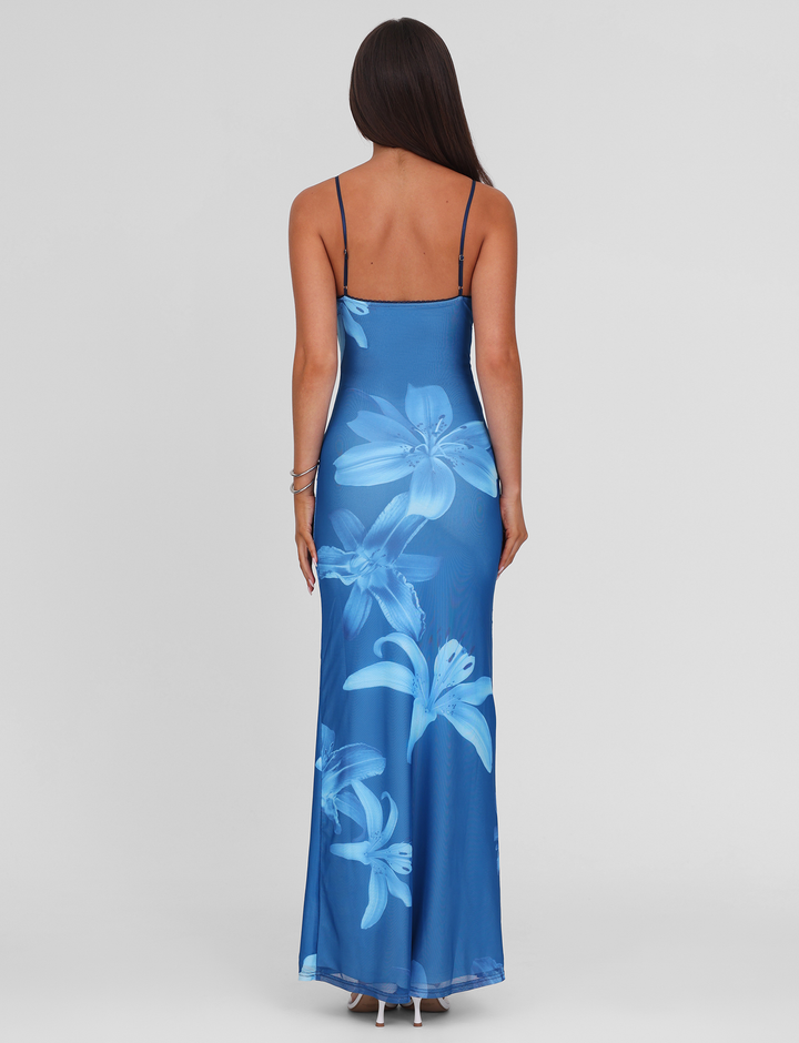 Meshira – Robe longue à imprimé orchidée