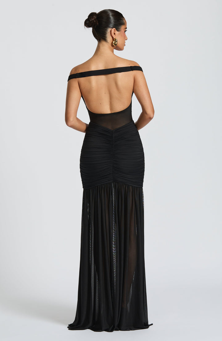 Sylarine – Bardotjurk met sheer details en split