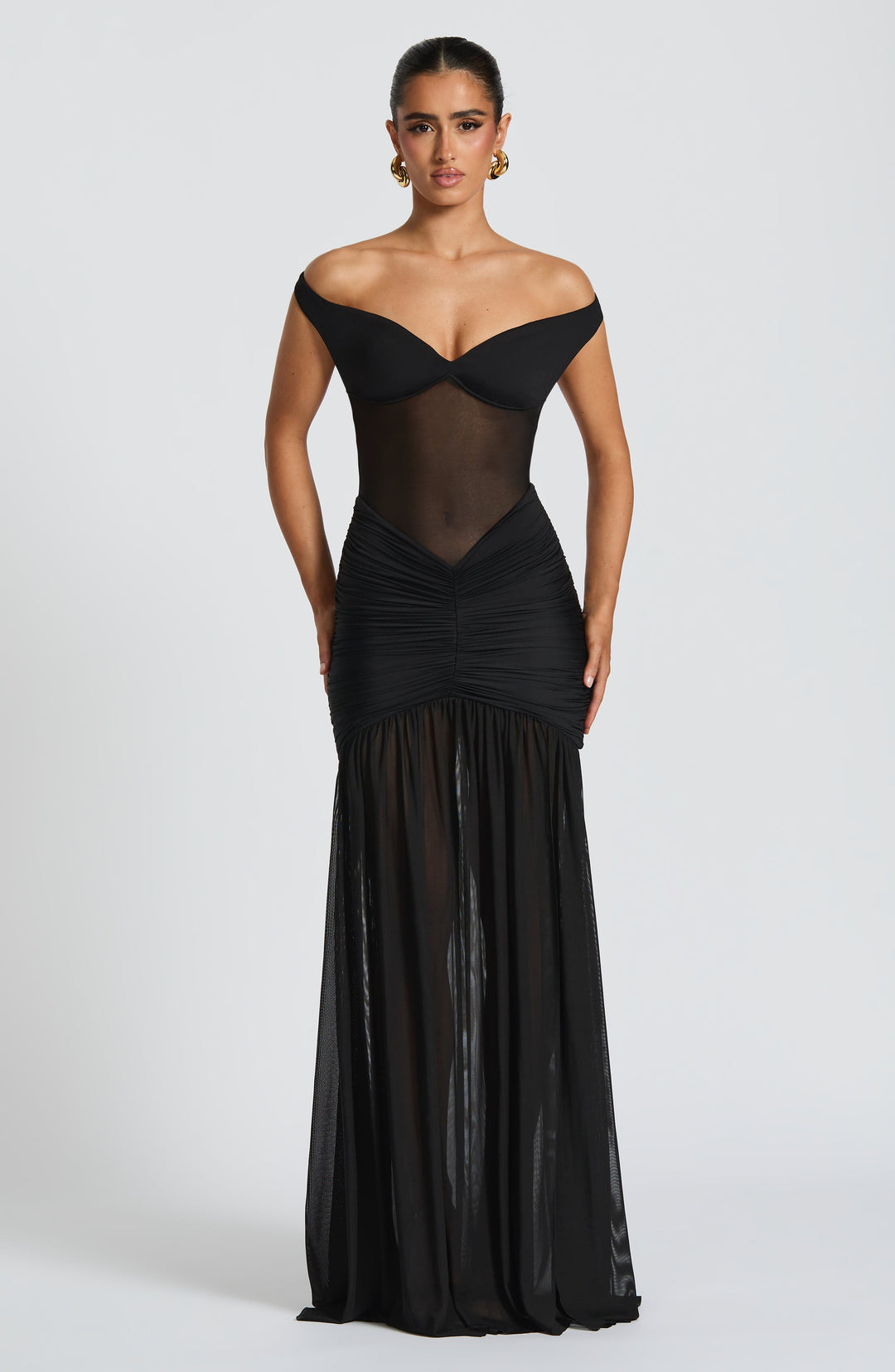 Sylarine – Bardotjurk met sheer details en split
