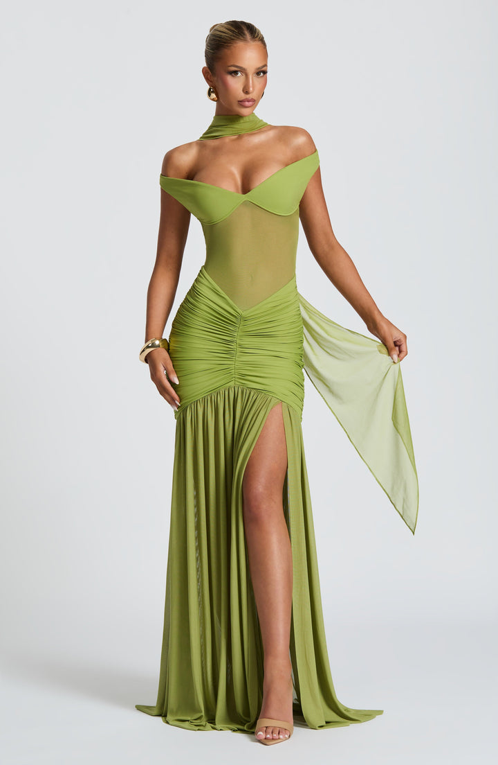 Sylarine – Bardotjurk met sheer details en split