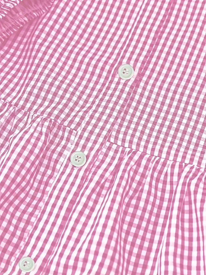 Maribel – Gestreepte midi-jurk met pofmouwen
