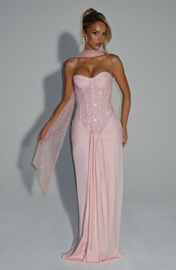 Orielle – Strapless Maxi Dress with Bustier and Luxe Draping