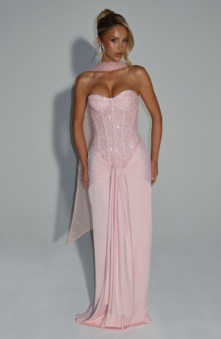 Orielle – Strapless Maxi Dress with Bustier and Luxe Draping