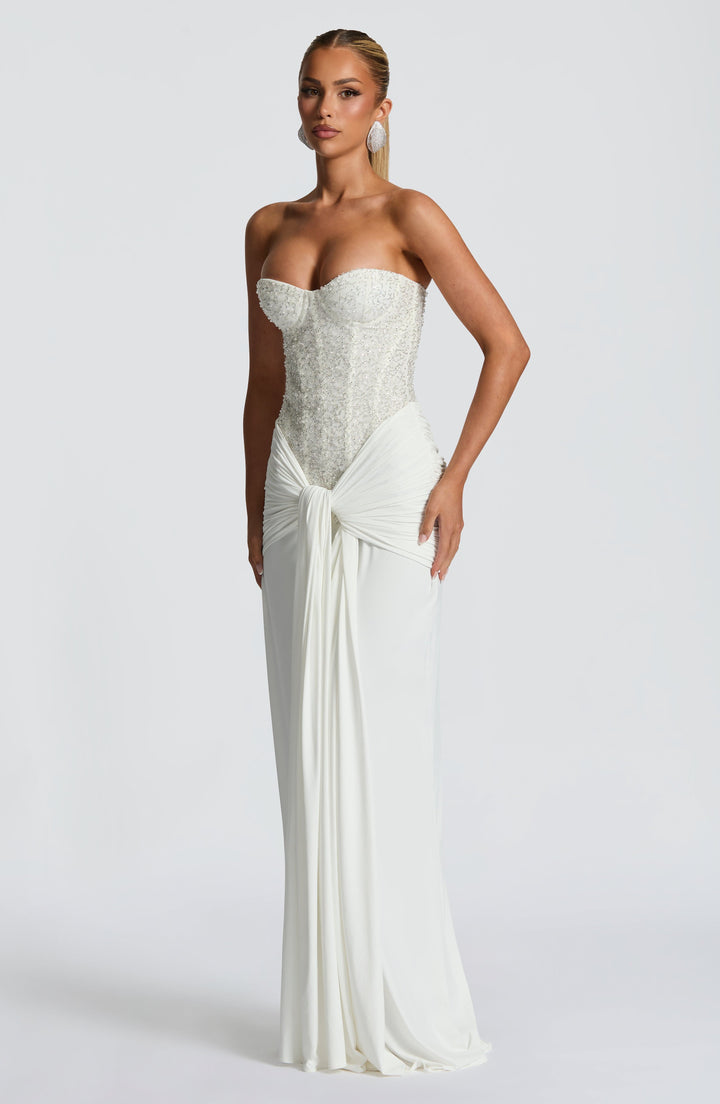 Orielle – Strapless Maxi Dress with Bustier and Luxe Draping