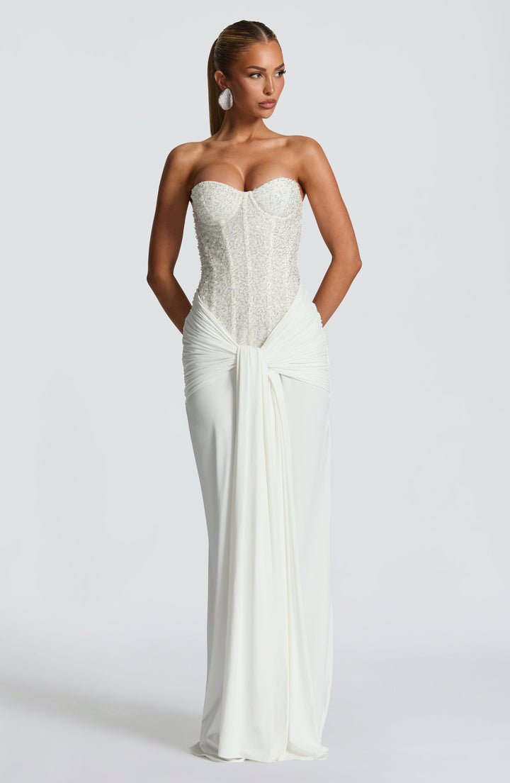 Orielle – Strapless Maxi Dress with Bustier and Luxe Draping