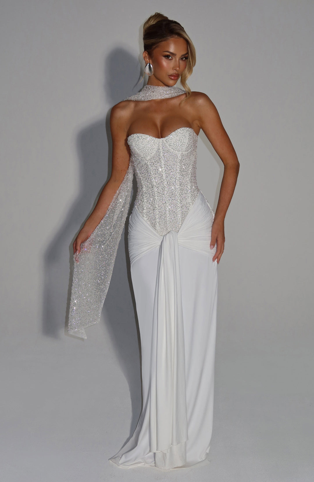 Orielle – Strapless Maxi Dress with Bustier and Luxe Draping