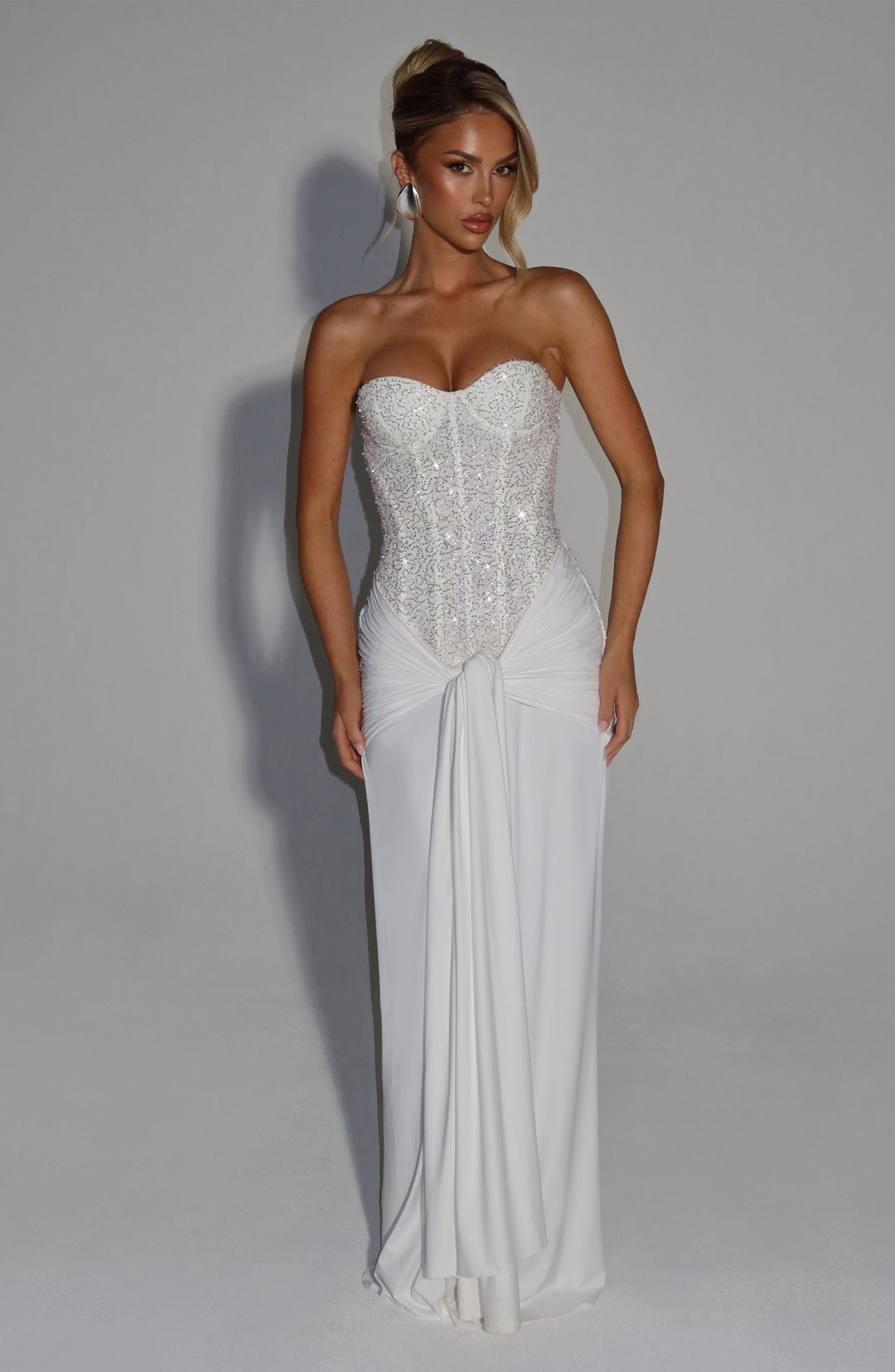 Orielle – Strapless Maxi Dress with Bustier and Luxe Draping