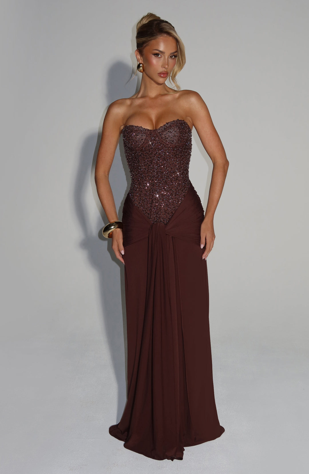 Orielle – Strapless Maxi Dress with Bustier and Luxe Draping