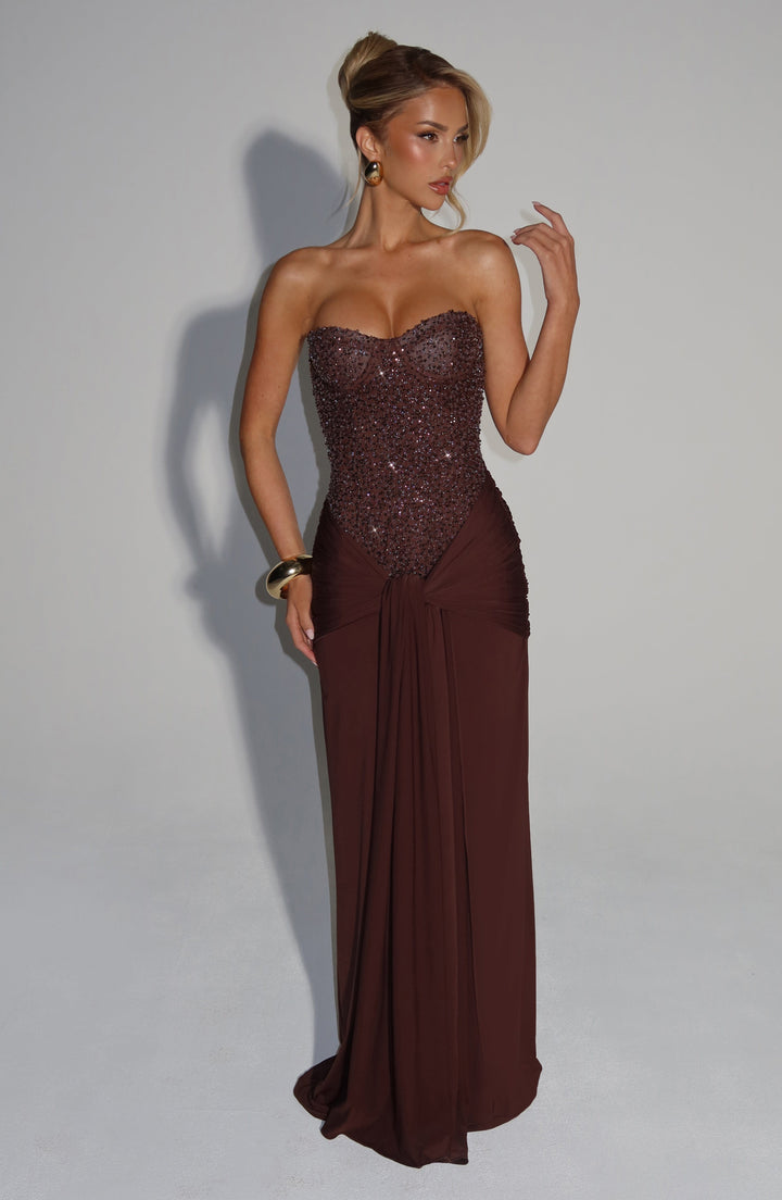 Orielle – Strapless Maxi Dress with Bustier and Luxe Draping