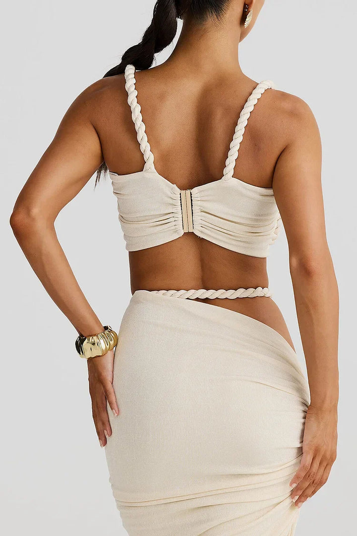Soriel – Cut-out set met gevlochten details en maxi-rok