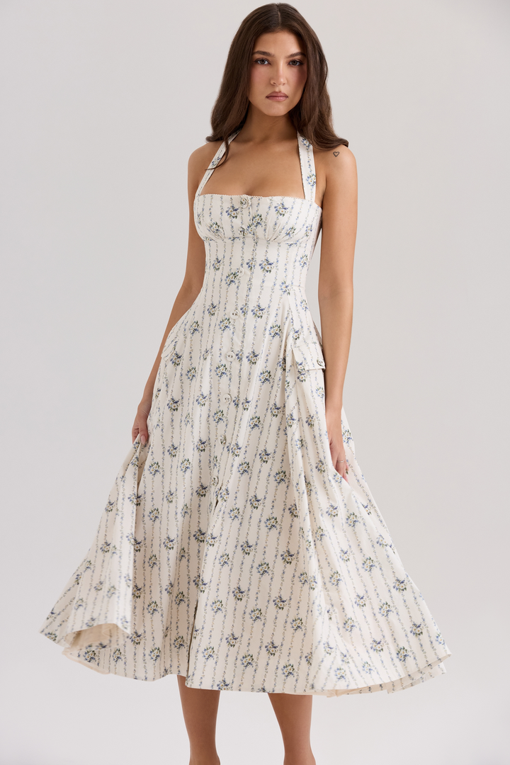 Annelore – Robe midi romantique au charme vintage