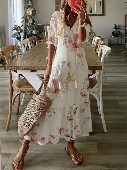 Elani – Losvallende midi-jurk met boho-details