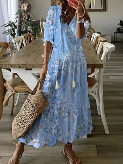 Elani – Losvallende midi-jurk met boho-details