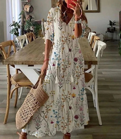 Elani – Losvallende midi-jurk met boho-details