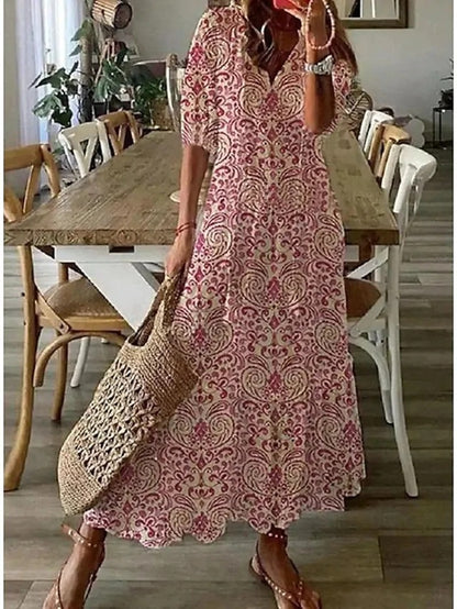 Elani – Losvallende midi-jurk met boho-details