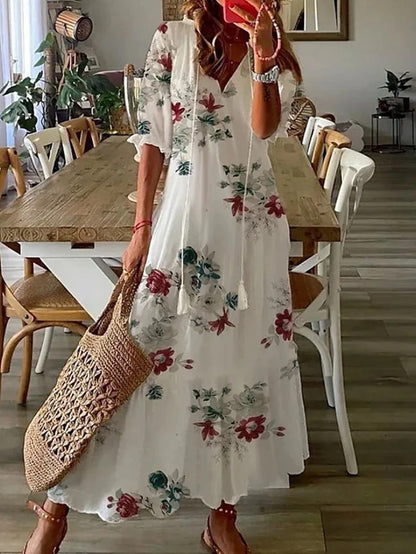 Elani – Losvallende midi-jurk met boho-details