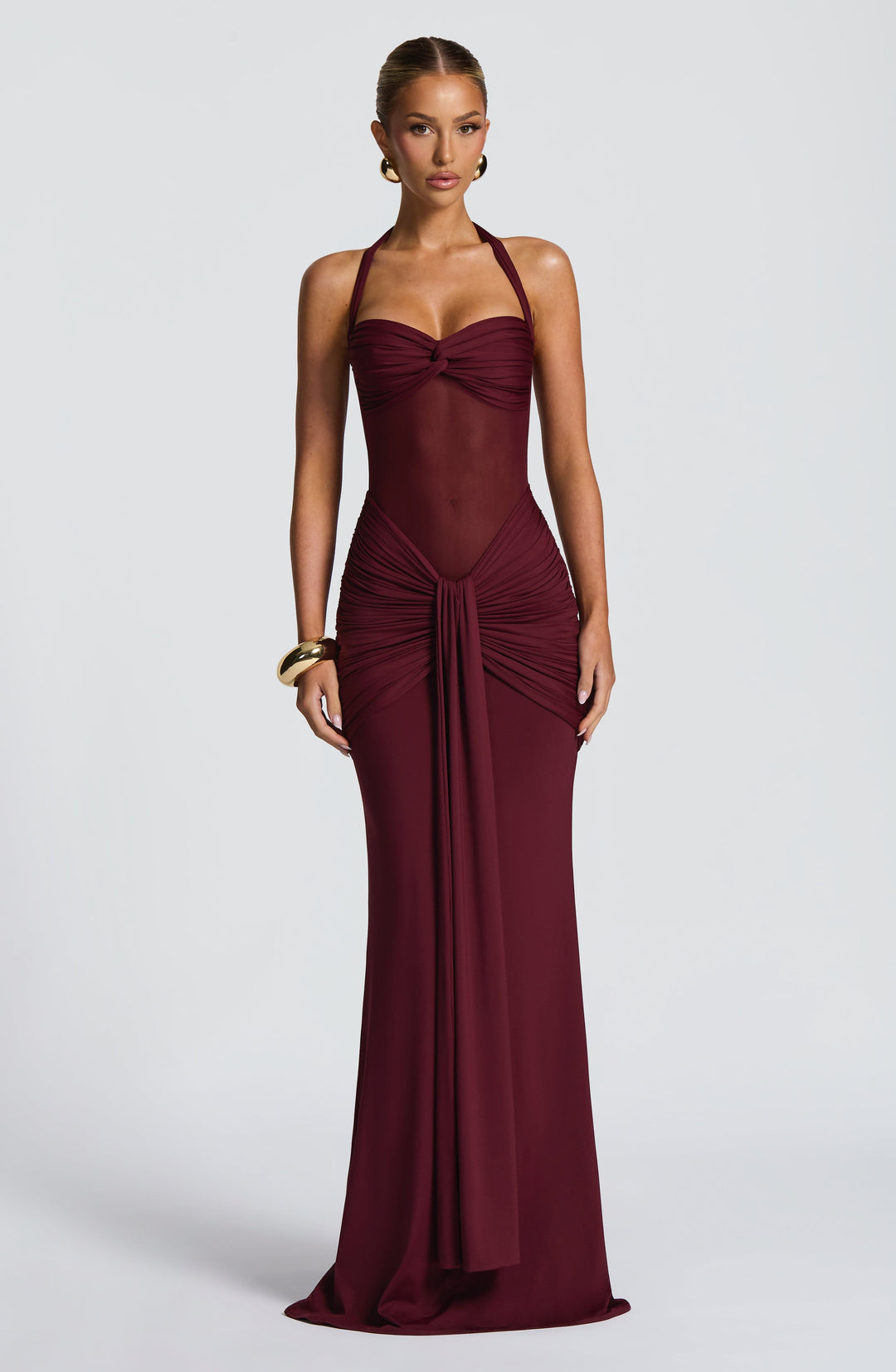 Seloura – Mesh &amp; Jersey Maxi Dress