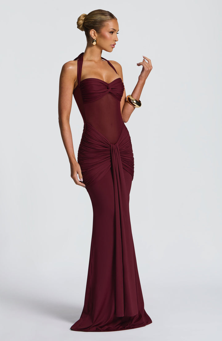 Seloura – Mesh &amp; Jersey Maxi Dress