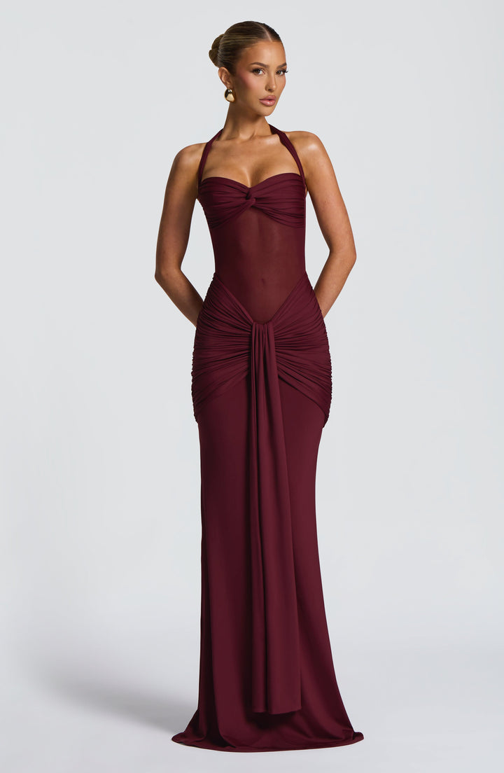 Seloura – Mesh &amp; Jersey Maxi Dress