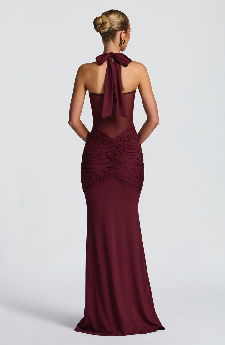 Seloura – Mesh &amp; Jersey Maxi Dress