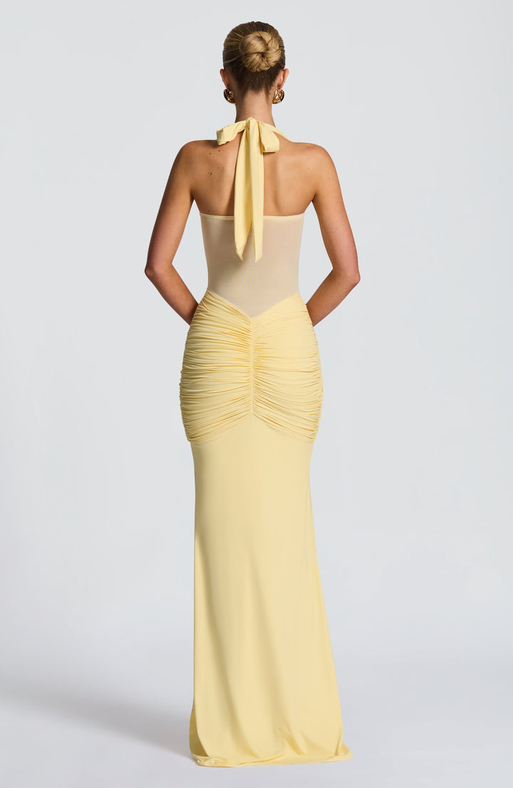 Seloura – Mesh &amp; Jersey Maxi Dress