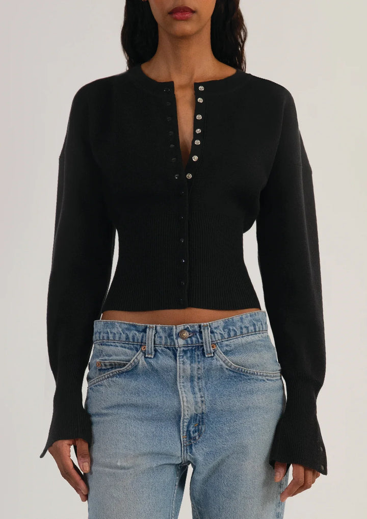 Evalora – Cardigan en maille à manches volumineuses