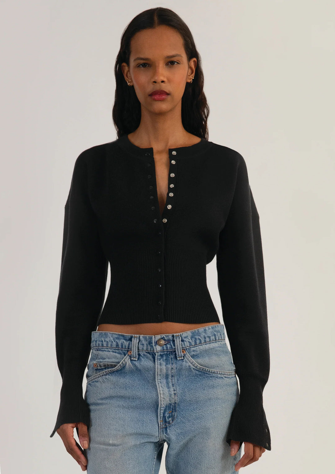 Evalora – Cardigan en maille à manches volumineuses